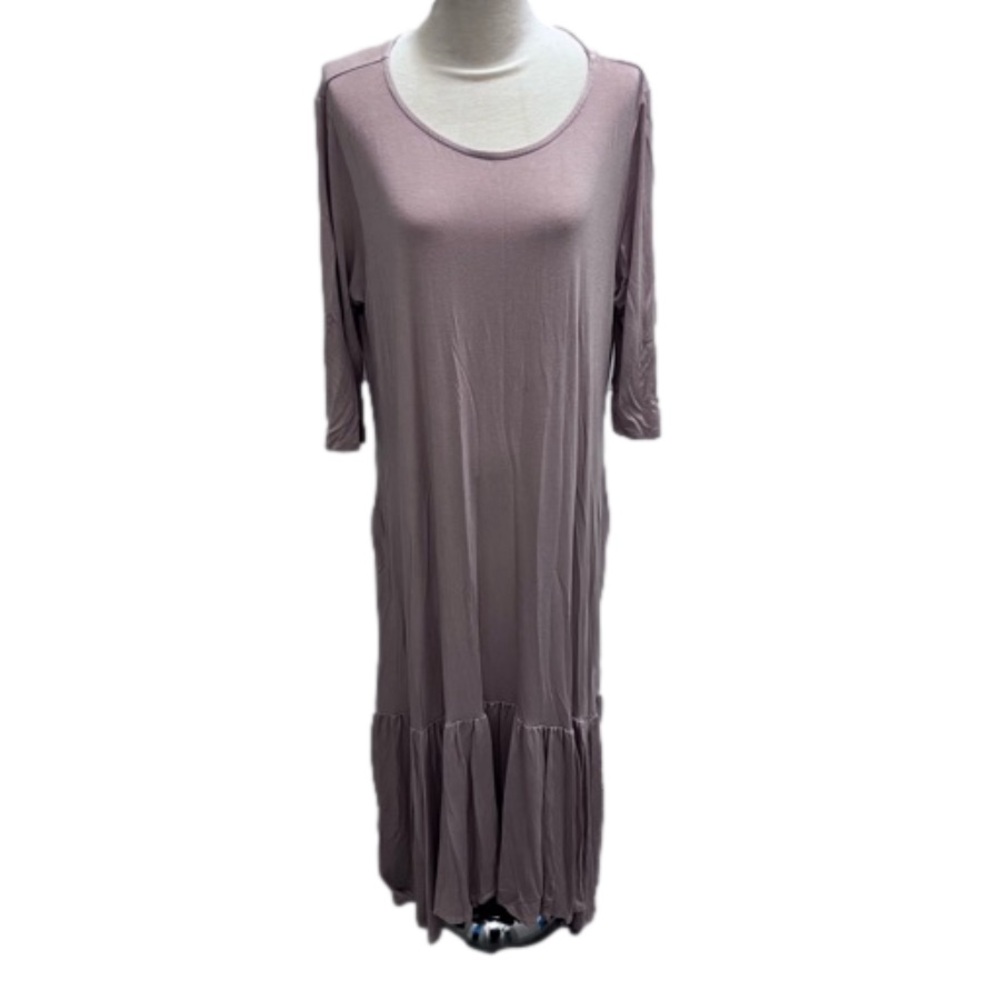 ANNABELLE Super Soft Maxi Dress | Plus Size 3X | 3/4 Sleeves, Pockets, Hi-Lo Hem - Picture 1 of 11